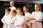 Portrait of kids posing before training at karate class